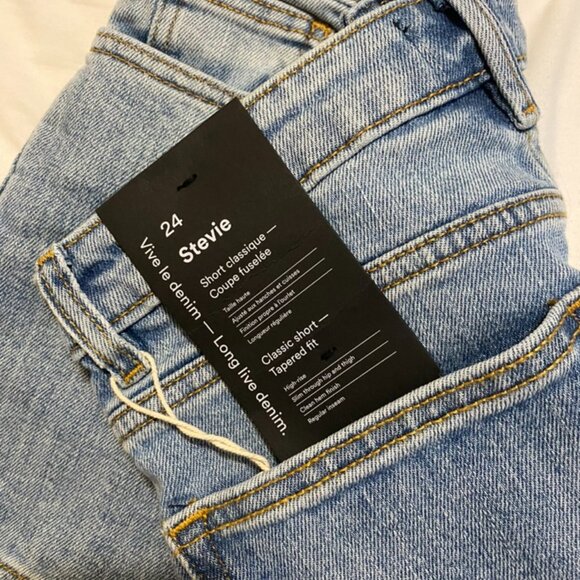 Frank and Oak denim shorts, size 24, light wash. - Picture 2 of 3